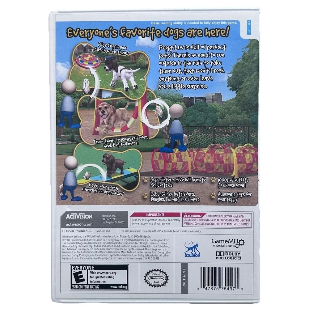 Puppy Luv Nintendo Wii, 2007 Complete With Manual Tested & Works